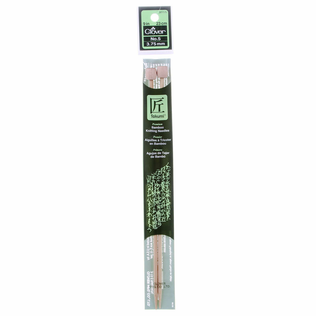 Clover Takumi Bamboo 9in Single Point Knitting Needle Size 5