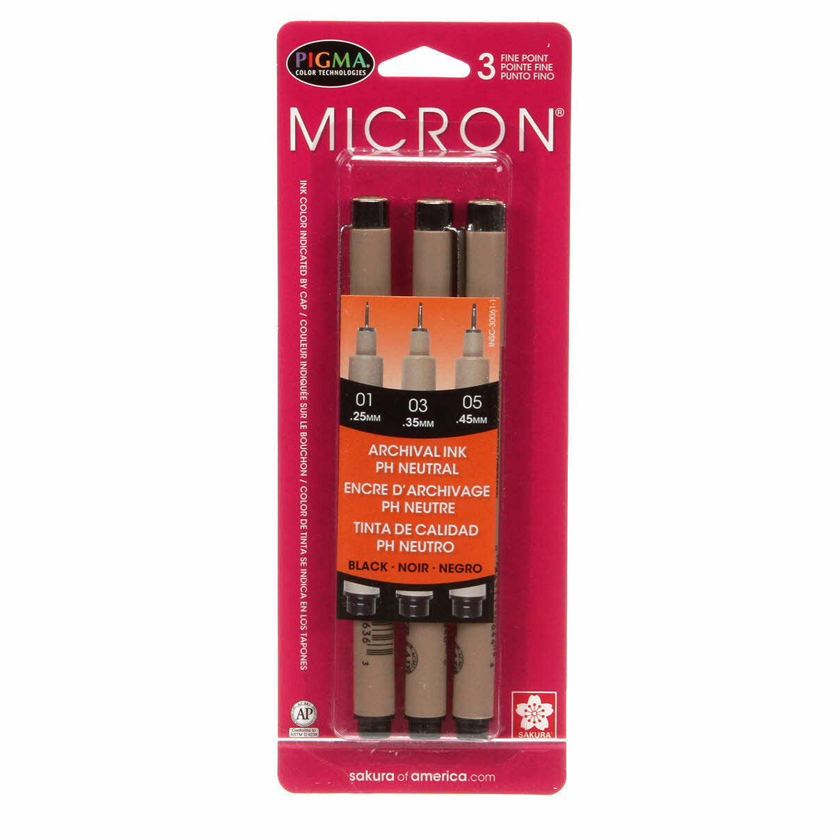 Pigma Micron Pen Set 3 Sizes Black