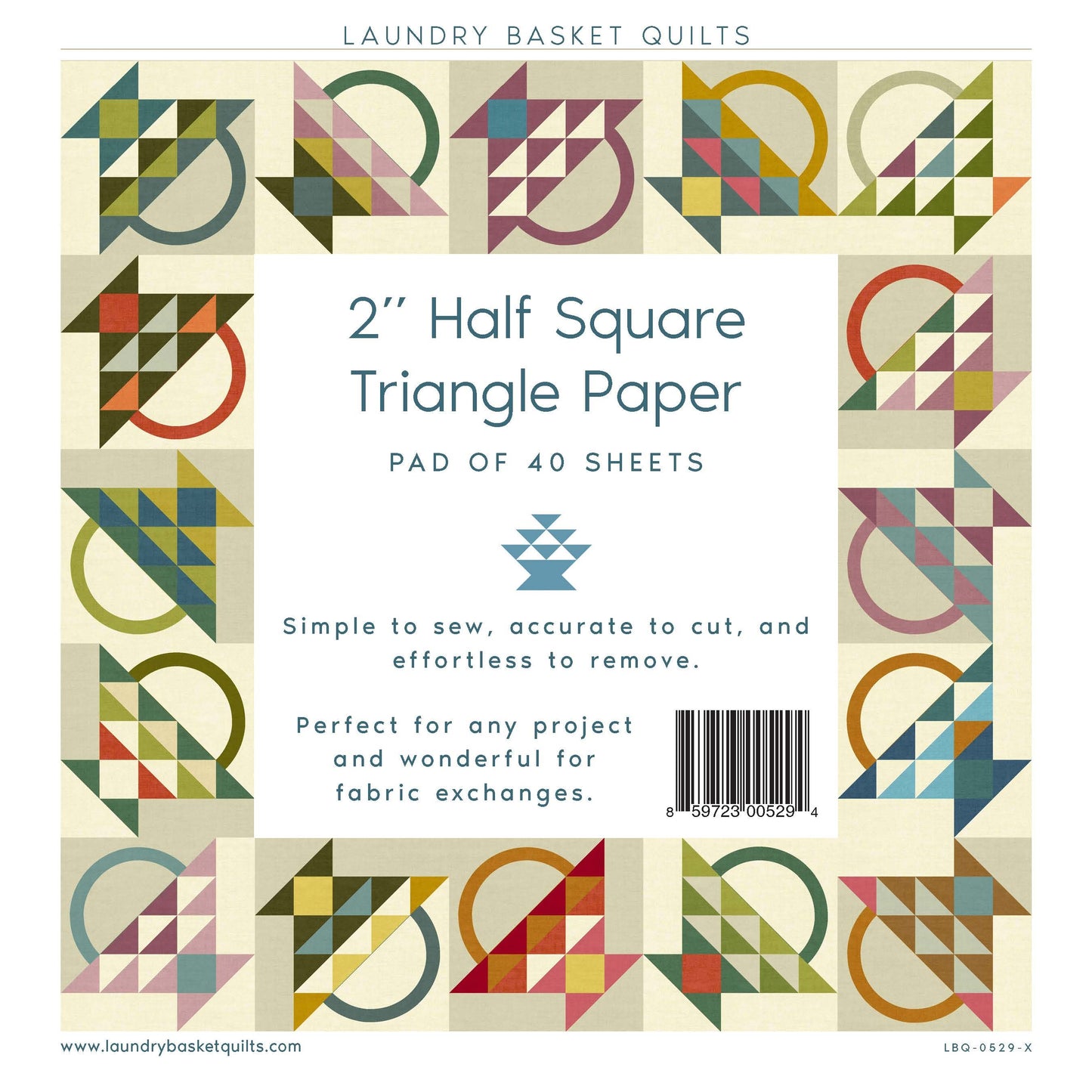 2" Finished Triangle Paper Pad - 10" x 10" fabric