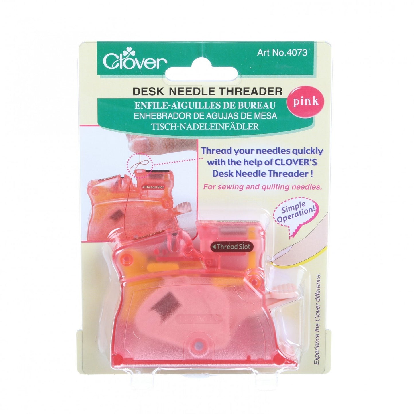 Clover Brilliant Pastel Desktop Needle Threader Pink