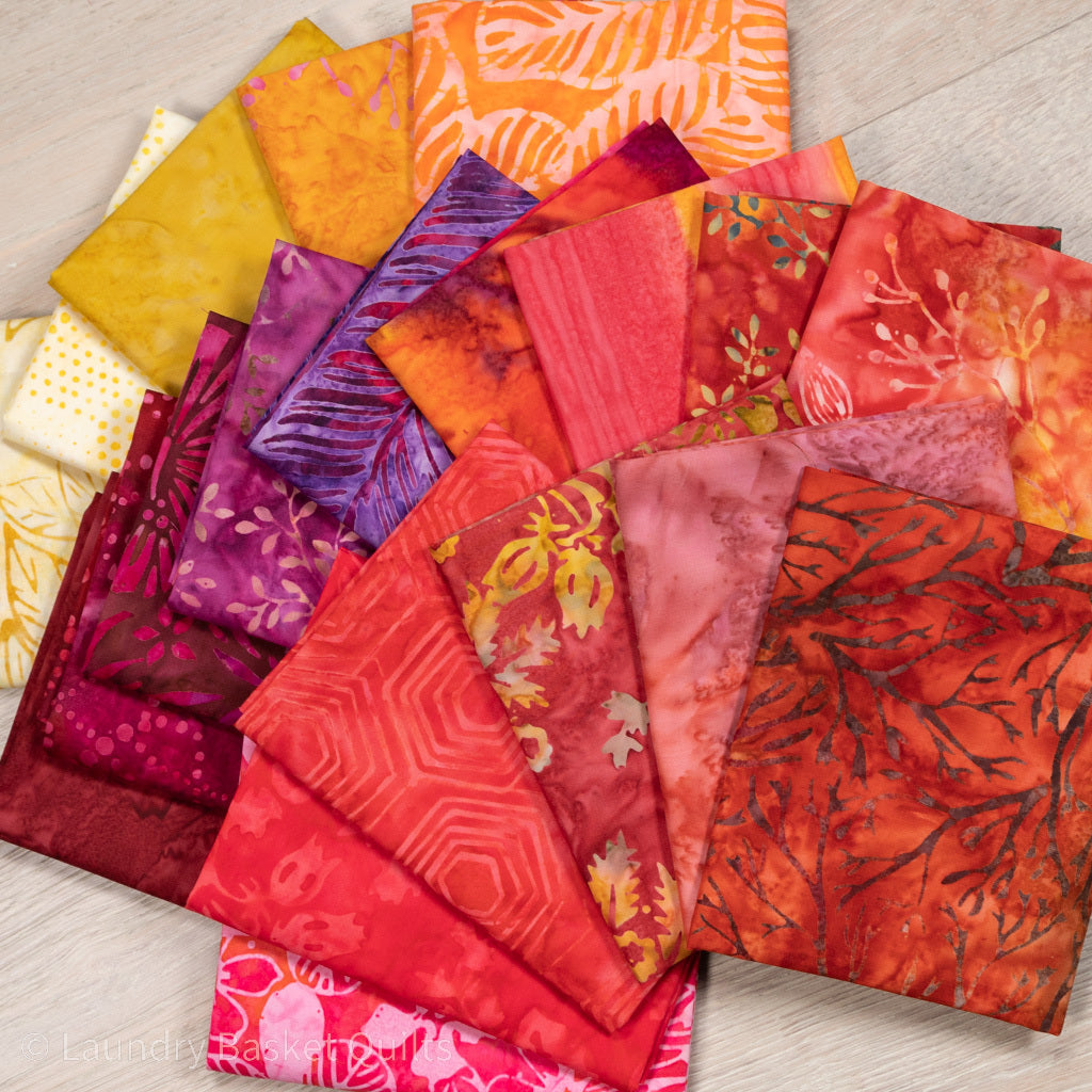 LBQ Red Batik Fabric Fat Quarter Bundle