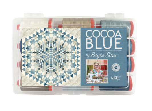 Edyta Sitar "Cocoa Blue" 12 Spool Thread Collection by Aurifil