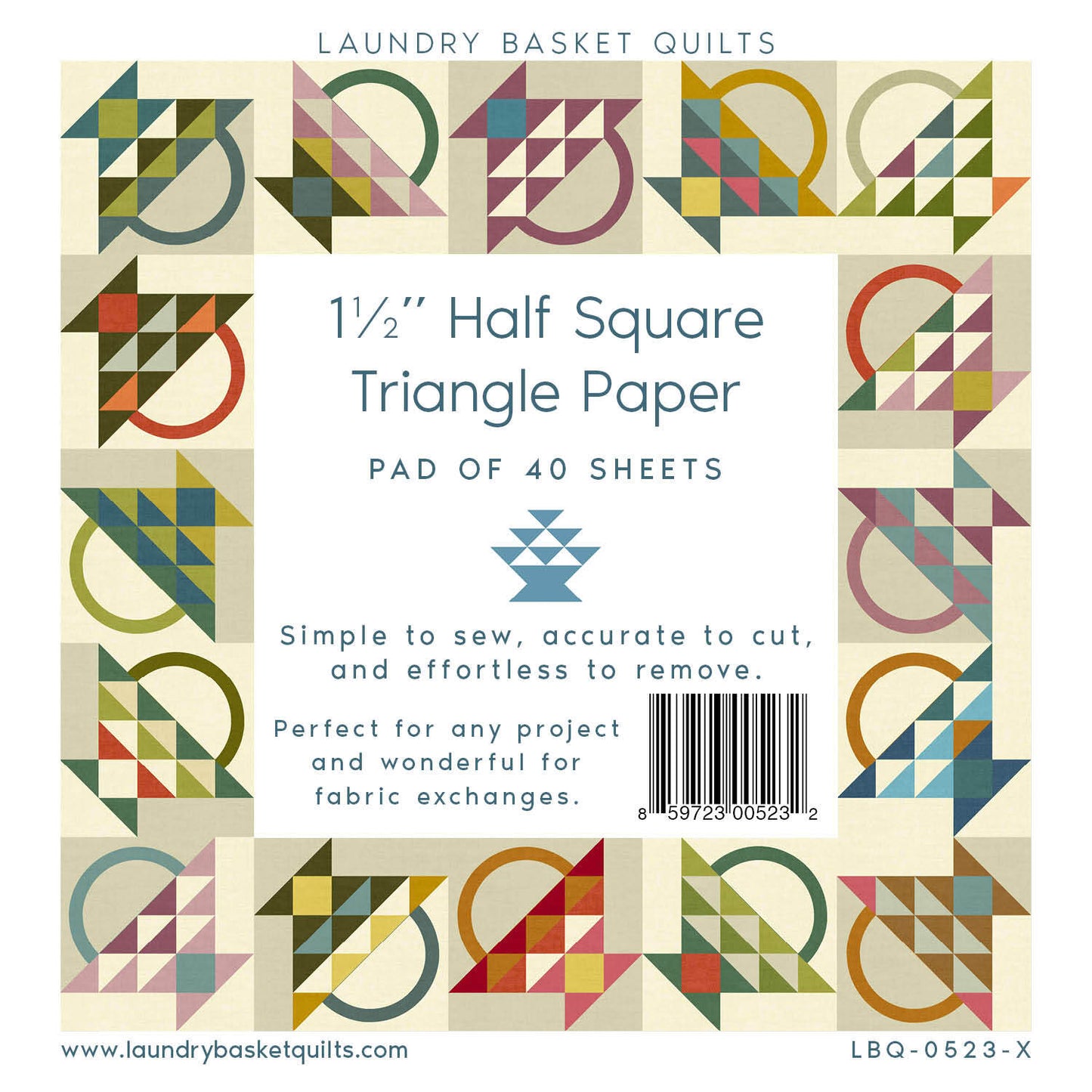 1½" Finished Triangle Paper - 5" x 5" fabric