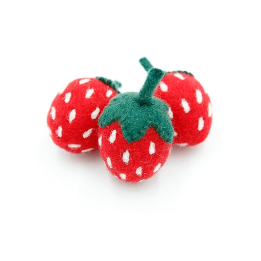 Felt - Red Strawberry Dark Stem