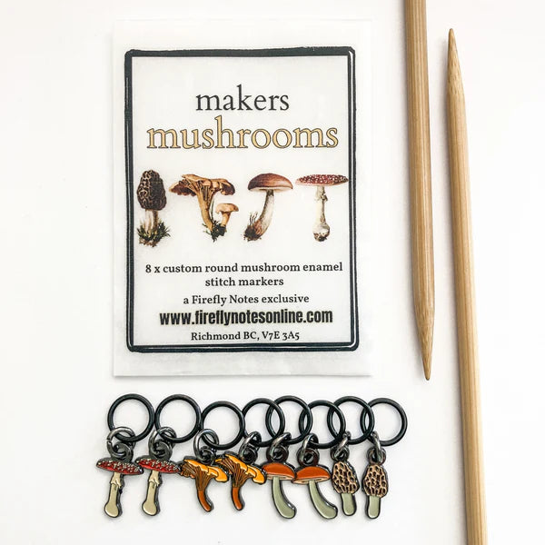 Makers Mushrooms Enamel Stitch Markers