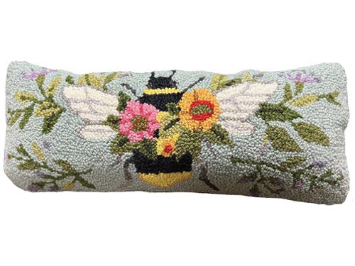 Wool Hook Pillow - Floral Bee Hive