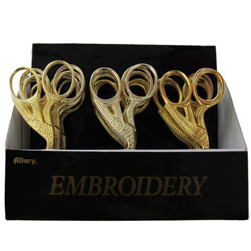 Stork Embroidery Scissor 3½" Gold