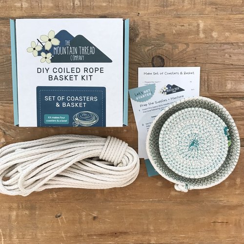 Set of Coasters and Basket Kit - Coiled Rope DIY Kit