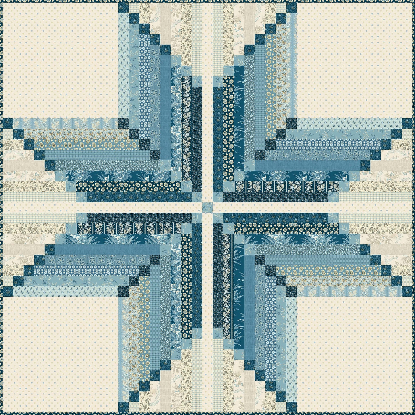 Virginia Star - Jelly Roll Cocoa Blue Fabric Kit