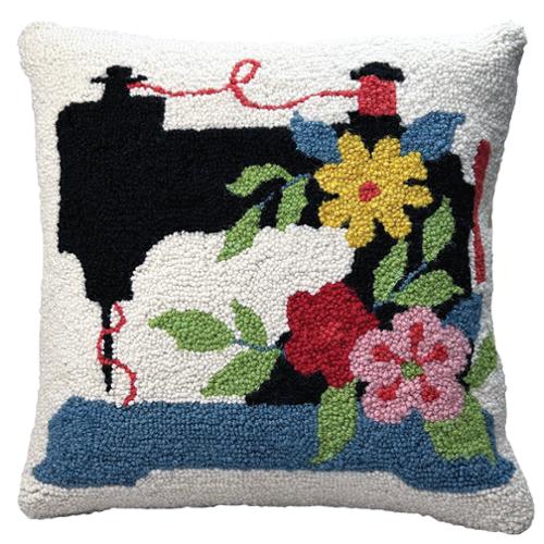 Wool Hook Pillow - Sewing Machine