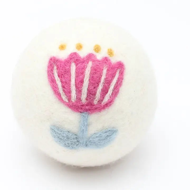 Wool Dryer Ball - Pink Flower