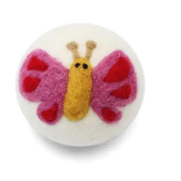 Wool Dryer Ball - Yellow & Pink Butterfly