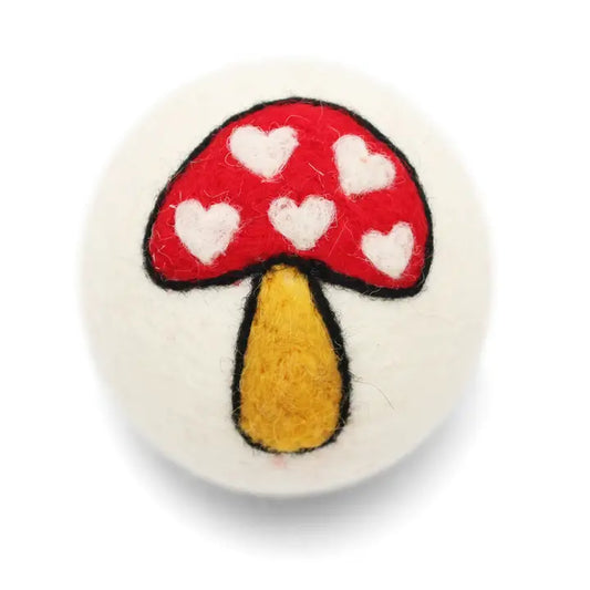 Wool Dryer Ball - Mushroom Hearts